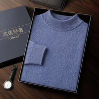 Men's Double-strand Thickened Cashmere Sweater Dark Heather Blue