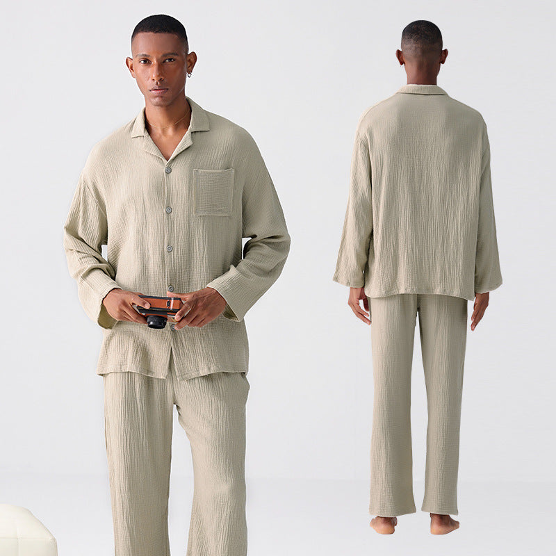 Woven Gauze Pajamas Men's Spring Homewear Suit