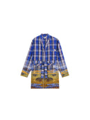 Oil Painting Gradient Printing Bathrobe Plaid Long Pajamas