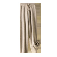 Straight cashmere knitted wide leg pants Beige One size