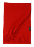 Pure Color Water Ripple Cashmere Warm Scarf Chinese Red 180cm