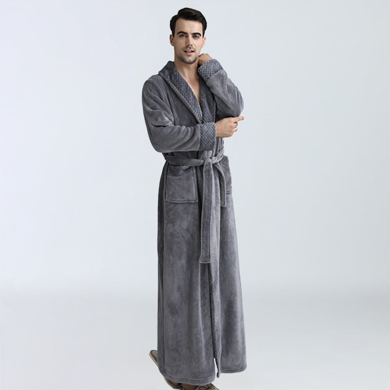 Coral Fleece Nightgown Homewear Thickened Pajamas Gray