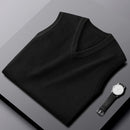 Fashion Cashmere Vest Men's Sleeveless Sweater Black