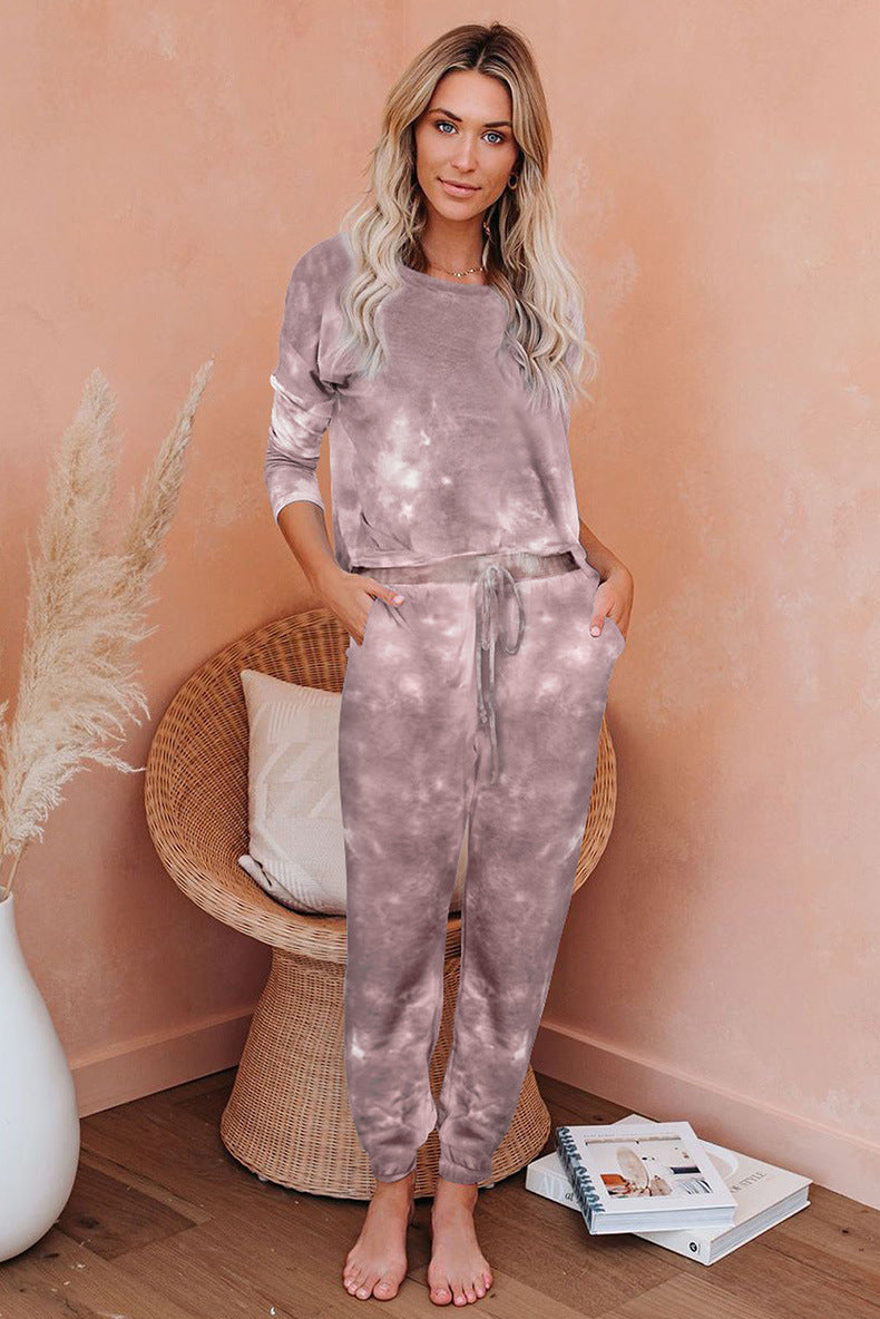 One Piece Tie Dye Print Pajamas Loungewear For Women