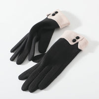 Thick Outdoor Cashmere Gloves For Women Black One size