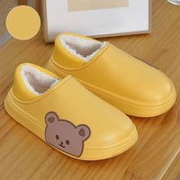 Bear Fluffy Slippers Winter House Shoes Yellow