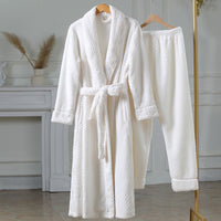 Flannel Comfortable Thermal Pajamas Suit White