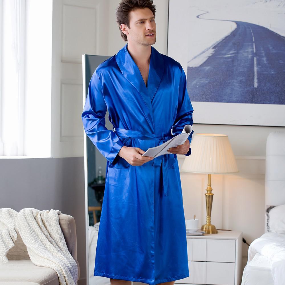 Men's Long Nightgown Pajamas Blue