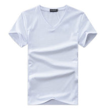 Men V Neck Cotton Short Sleeve T-Shirts White