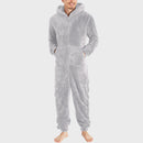 Fashion Zipper Thermal Plush Jumpsuit Thermal Pajamas Gray