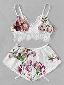 Satin underwear bra shorts set Ivory