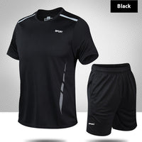 Sports Suit Loose Fitness Short Sleeve Men 1910 Black