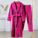 Flannel Comfortable Thermal Pajamas Suit Rose Red