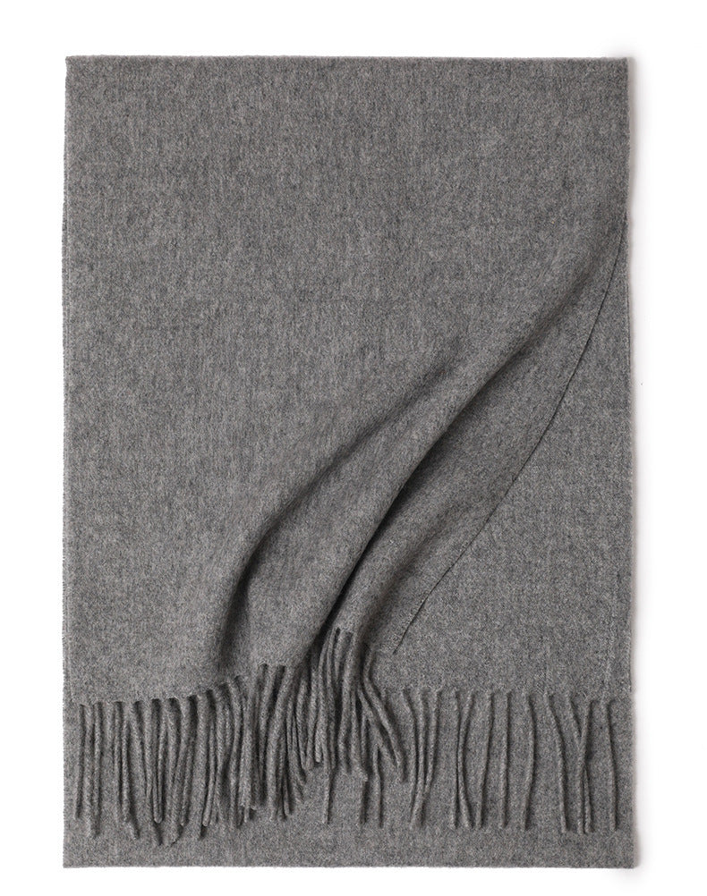 Pure Color Water Ripple Cashmere Warm Scarf Medium Gray 180cm