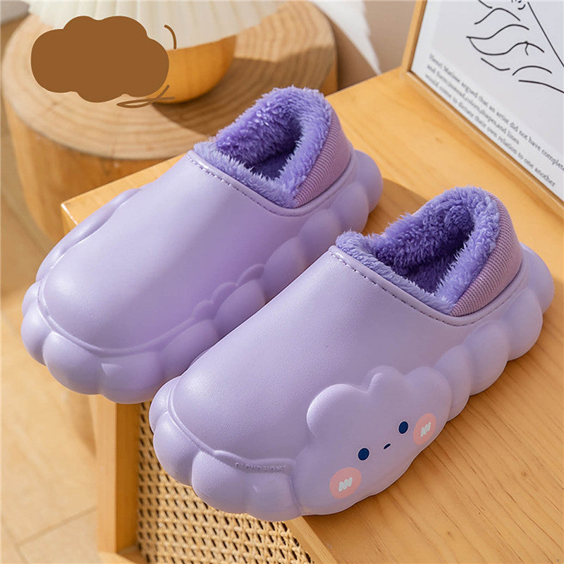 Cloud Winter Cotton Slippers For Women Purple