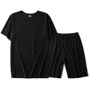 Home Wear Short Sleeve Shorts Suit Pajamas Black Suit