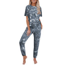 One Piece Tie Dye Print Pajamas Loungewear For Women 8861grey