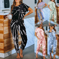 One Piece Tie Dye Print Pajamas Loungewear For Women