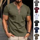 Short-sleeved Polo Shirt Summer Button V-neck T-shirt Tops