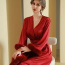 Fashion Female Kimono Satin Long Bathrobe