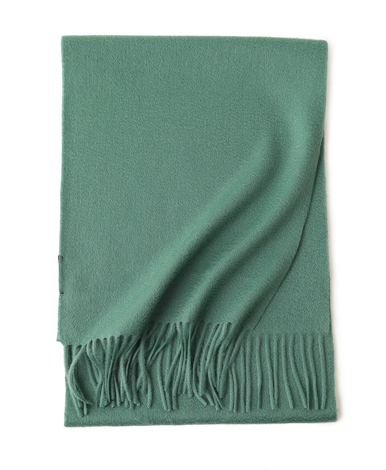 Pure Color Water Ripple Cashmere Warm Scarf Green 180cm