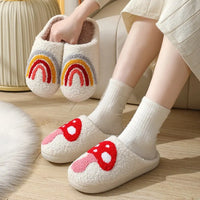 Smile Peach Heart Plush Indoor Slippers