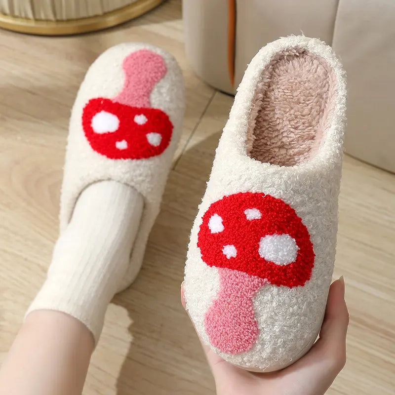 Smile Peach Heart Plush Indoor Slippers