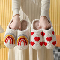 Smile Peach Heart Plush Indoor Slippers