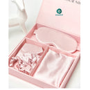 Ivory pure silk scrunchie box hair tie luxury sleep eye mask 100% mulberry silk & pillow case set