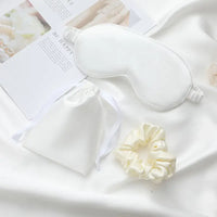 3-in-1 Imitated Silk Eye Mask Set with Drawstring Bag and Hair Scrunchie Hairband Satin Sleeping Eyemask