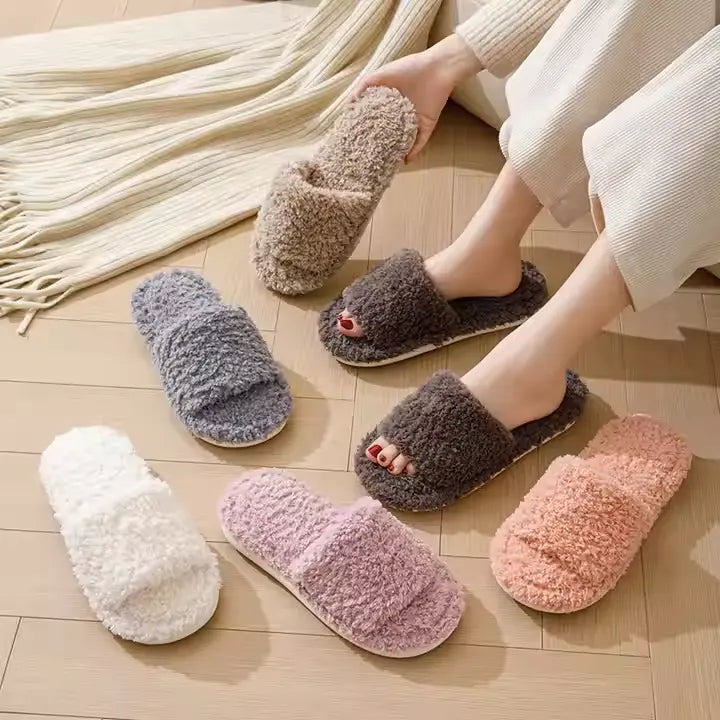 Cute fluffy fuzzy slippers