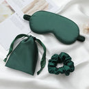 3-in-1 Imitated Silk Eye Mask Set with Drawstring Bag and Hair Scrunchie Hairband Satin Sleeping Eyemask