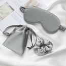 3-in-1 Imitated Silk Eye Mask Set with Drawstring Bag and Hair Scrunchie Hairband Satin Sleeping Eyemask