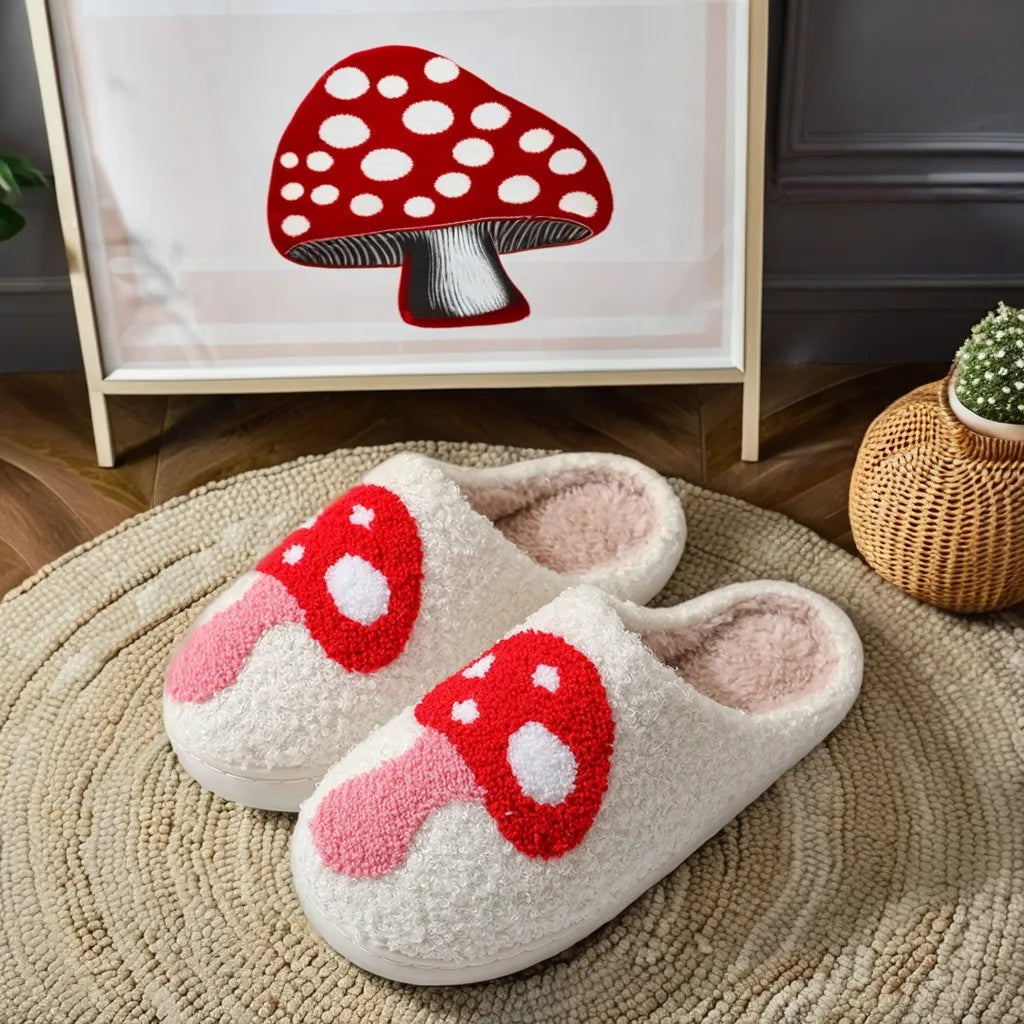 Smile Peach Heart Plush Indoor Slippers