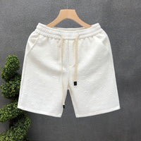 White Jacquard Shorts For Men Relaxation