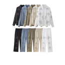 French Beaded Embroidered Shirts And High Waist Casual Trouser Set For Women