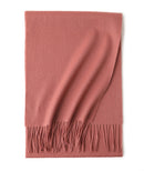 Pure Color Water Ripple Cashmere Warm Scarf Cameo Brown Dark Pink 180cm