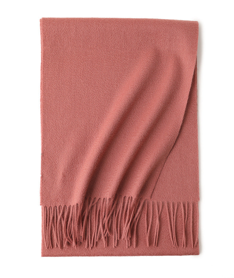 Pure Color Water Ripple Cashmere Warm Scarf Cameo Brown Dark Pink 180cm