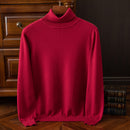 Men's Casual Turtleneck Sweater Keep Warm Wine Red