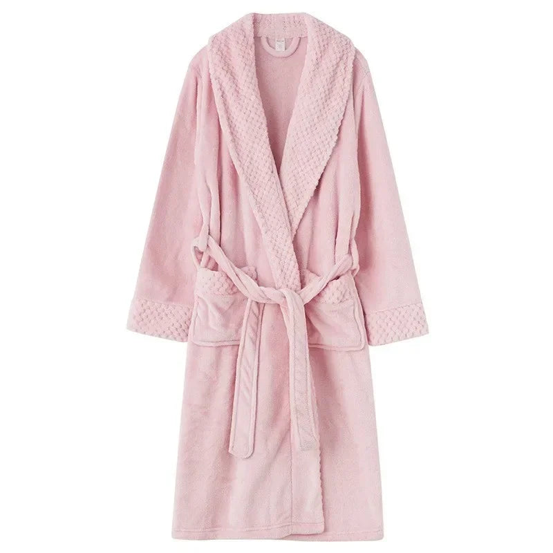 Coral Velvet Thick Couple Bathrobes