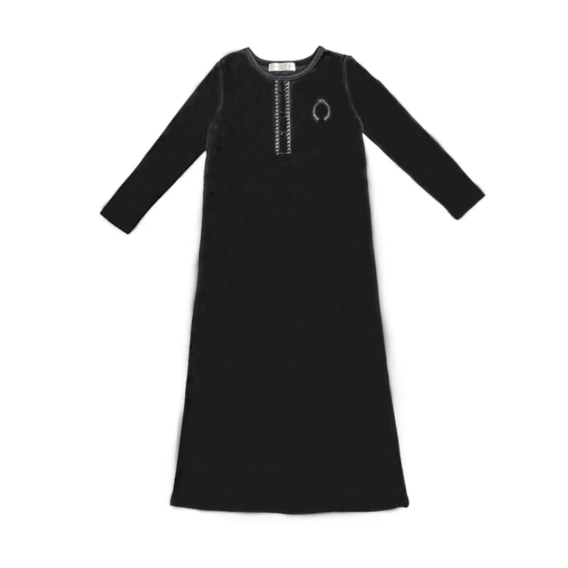 Children Soft Velvet Set Stretchy Robe black robe 2T