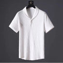 Leisure Suit Summer Loose Short Sleeve Top And Drawstring Trousers Fashion Mens Clothing Single White Top