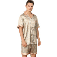 Printed Short-sleeved Shorts Pajamas Khaki