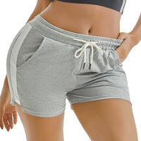 Summer Sports Shorts Gym Running Women Cycling Drawstring Shorts Workout Grey