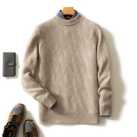 Thick Round Neck Men's Pure Wool Sweater