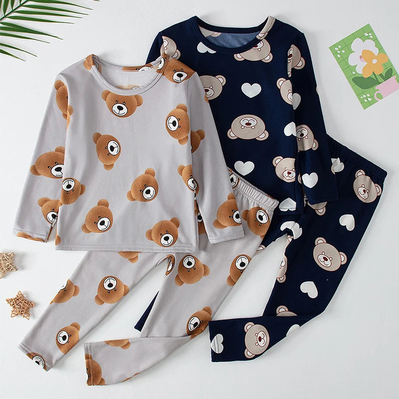 2-piece children's cute bear long-sleeved set