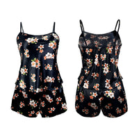 Print Suspender Shorts Pajamas Suit