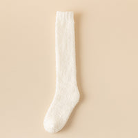 Thick Winter Fleece-lined Long Room Socks Calf White Free Size No Lint