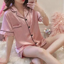 Women silk satin pajamas set