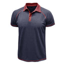 Short-sleeved Lapel T-shirt POLO Bottoming Shirt Men Clothing Dark Blue